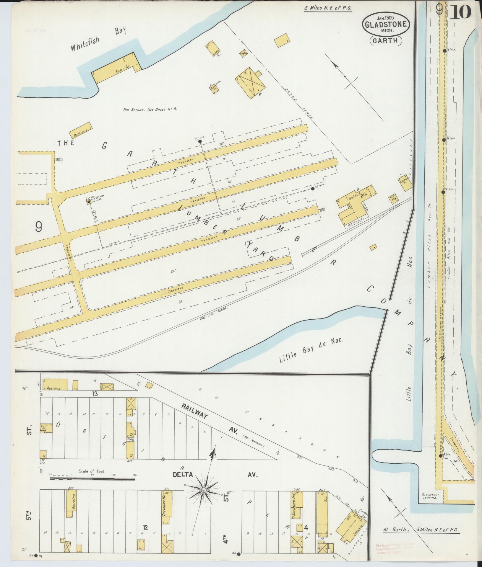 Sanborn Fire Insurance Map from Gladstone, Delta County, Michigan (1900), Sheet #0010 - Complete Map Set gallery image, historic Sanborn map, vintage wall art, Michigan Michigan