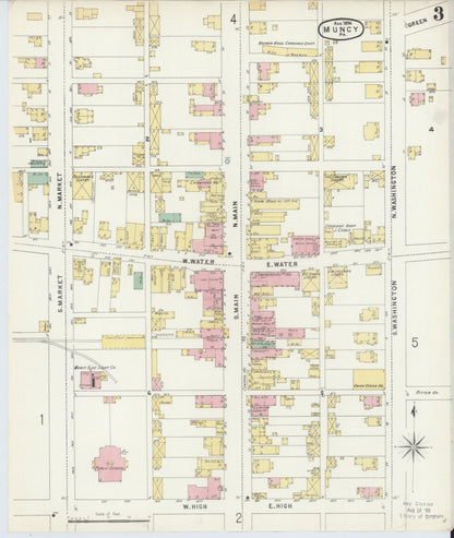 Sanborn Fire Insurance Map from Muncy, Lycoming County, Pennsylvania (1896), Sheet #0003 - Historic Sanborn Fire Insurance Map Print, vintage old map wall art, antique decor, genealogy gift, Pennsylvania Pennsylvania map