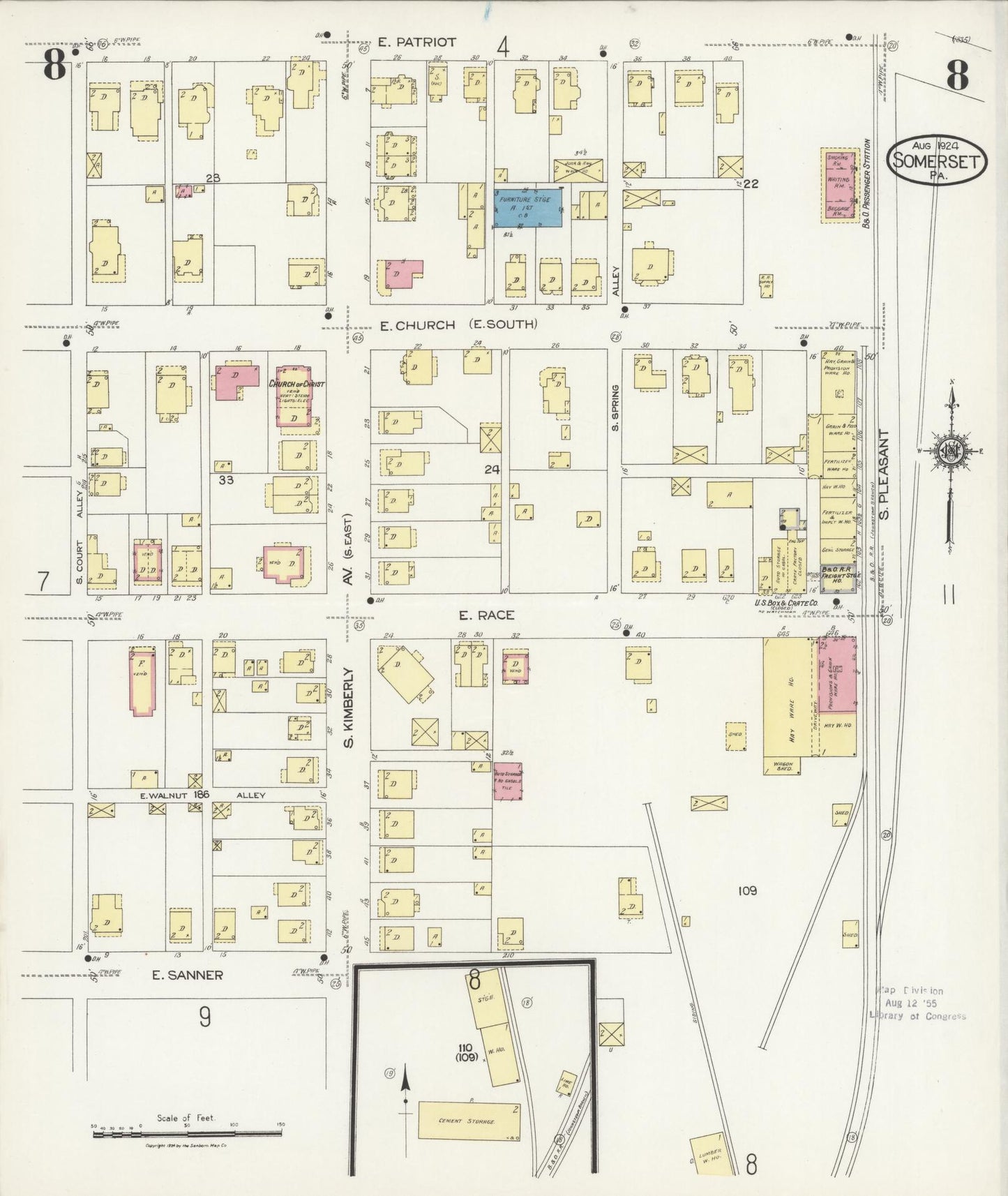 Sanborn Fire Insurance Map from Somerset, Somerset County, Pennsylvania (1924), Sheet #0008 - Complete Map Set gallery image, historic Sanborn map, vintage wall art, Pennsylvania Pennsylvania