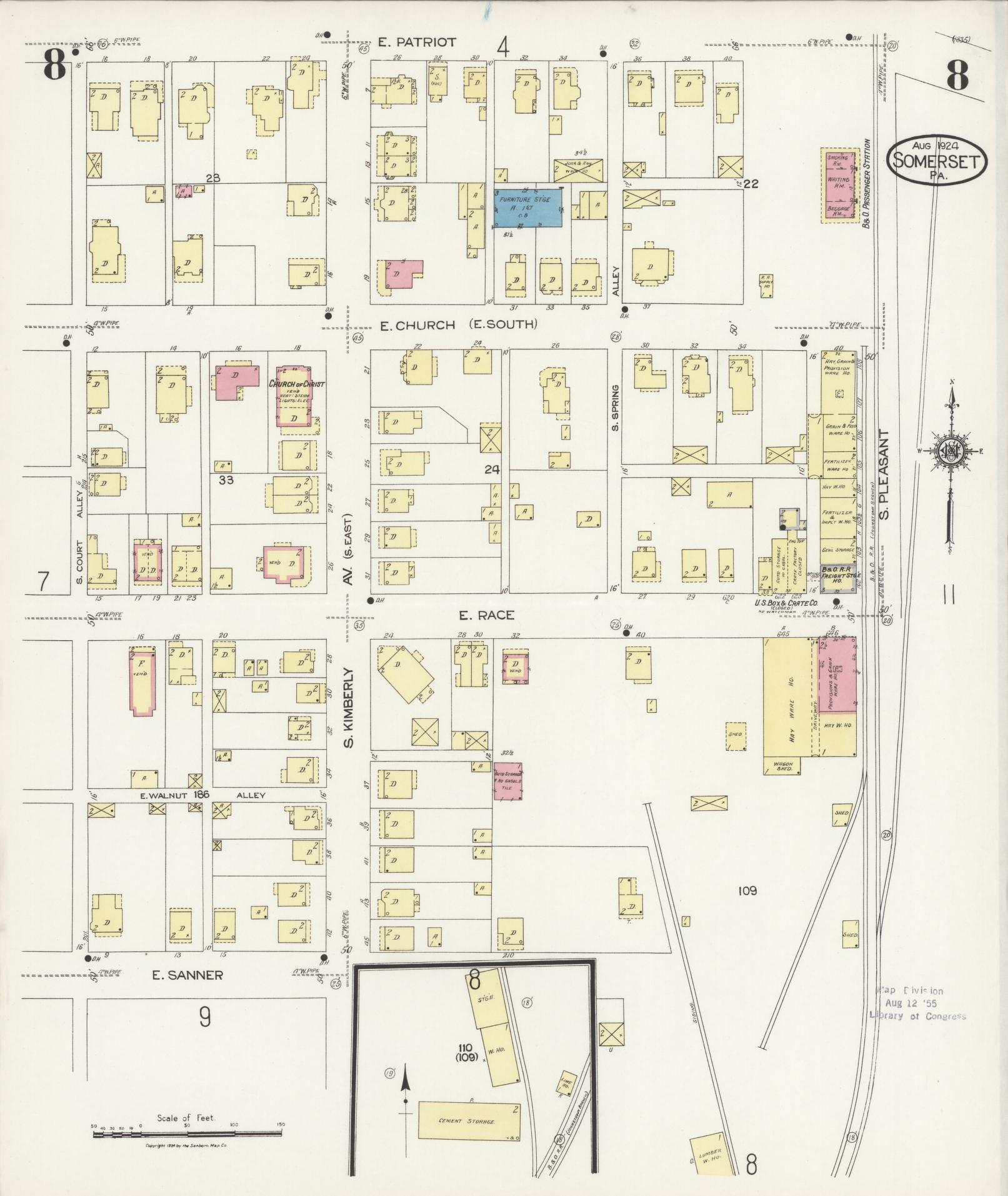 Sanborn Fire Insurance Map from Somerset, Somerset County, Pennsylvania (1924), Sheet #0008 - Complete Map Set gallery image, historic Sanborn map, vintage wall art, Pennsylvania Pennsylvania