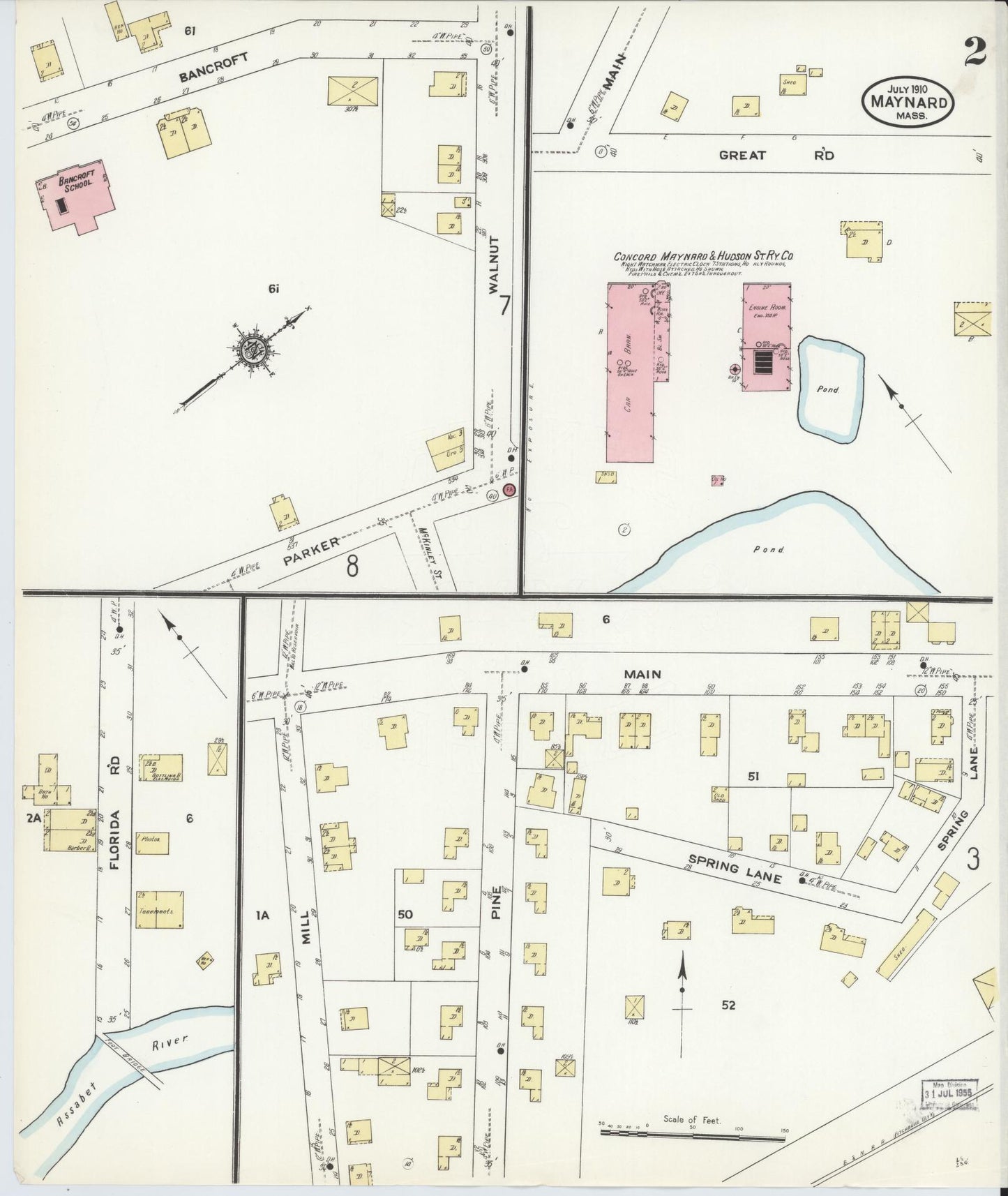 Sanborn Fire Insurance Map from Maynard, Middlesex County, Massachusetts (1910), Sheet #0002 - Complete Map Set gallery image, historic Sanborn map, vintage wall art, Massachusetts Massachusetts