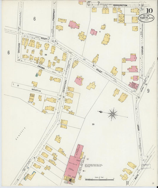 Sanborn Fire Insurance Map from Fort Plain, Montgomery County, New York (1906), Sheet #0010 - Historic Sanborn Fire Insurance Map Print, vintage old map wall art, antique decor, genealogy gift, New York New York map