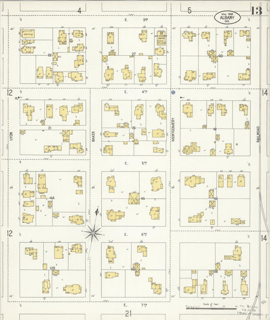 Sanborn Fire Insurance Map from Albany, Linn County, Oregon (1908), Sheet #0013 - Historic Sanborn Fire Insurance Map Print, vintage old map wall art, antique decor, genealogy gift, Oregon Oregon map
