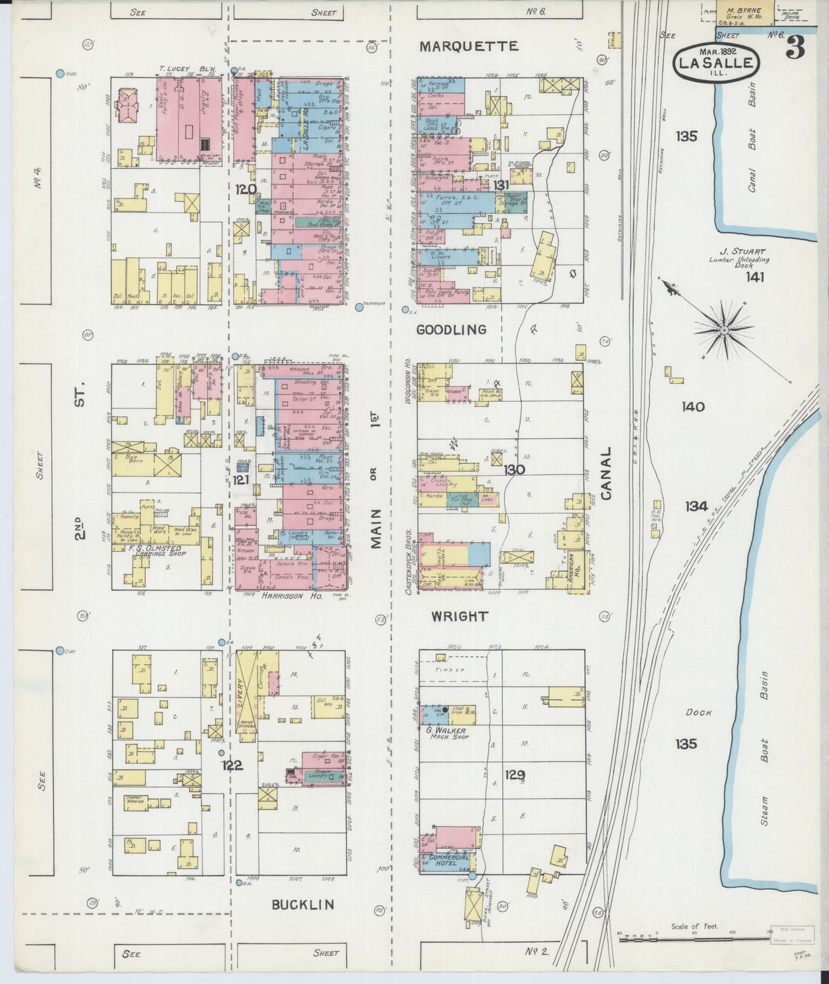 Sanborn Fire Insurance Map from La Salle, La Salle County, Illinois (1892), Sheet #0003 - Historic Sanborn Fire Insurance Map Print, vintage old map wall art, antique decor, genealogy gift, Illinois Illinois map