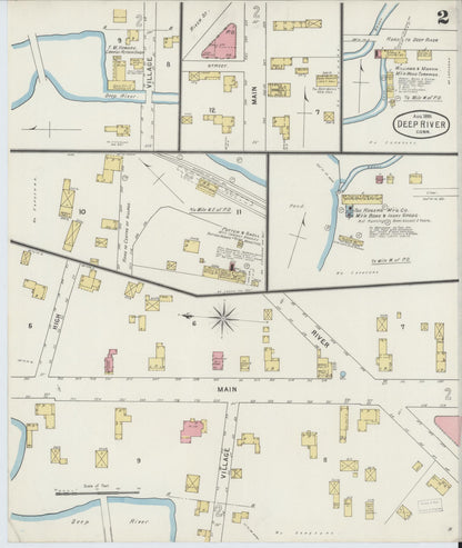 Sanborn Fire Insurance Map from Deep River, Middlesex County, Connecticut (1895), Sheet #0002 - Complete Map Set gallery image, historic Sanborn map, vintage wall art, Connecticut Connecticut
