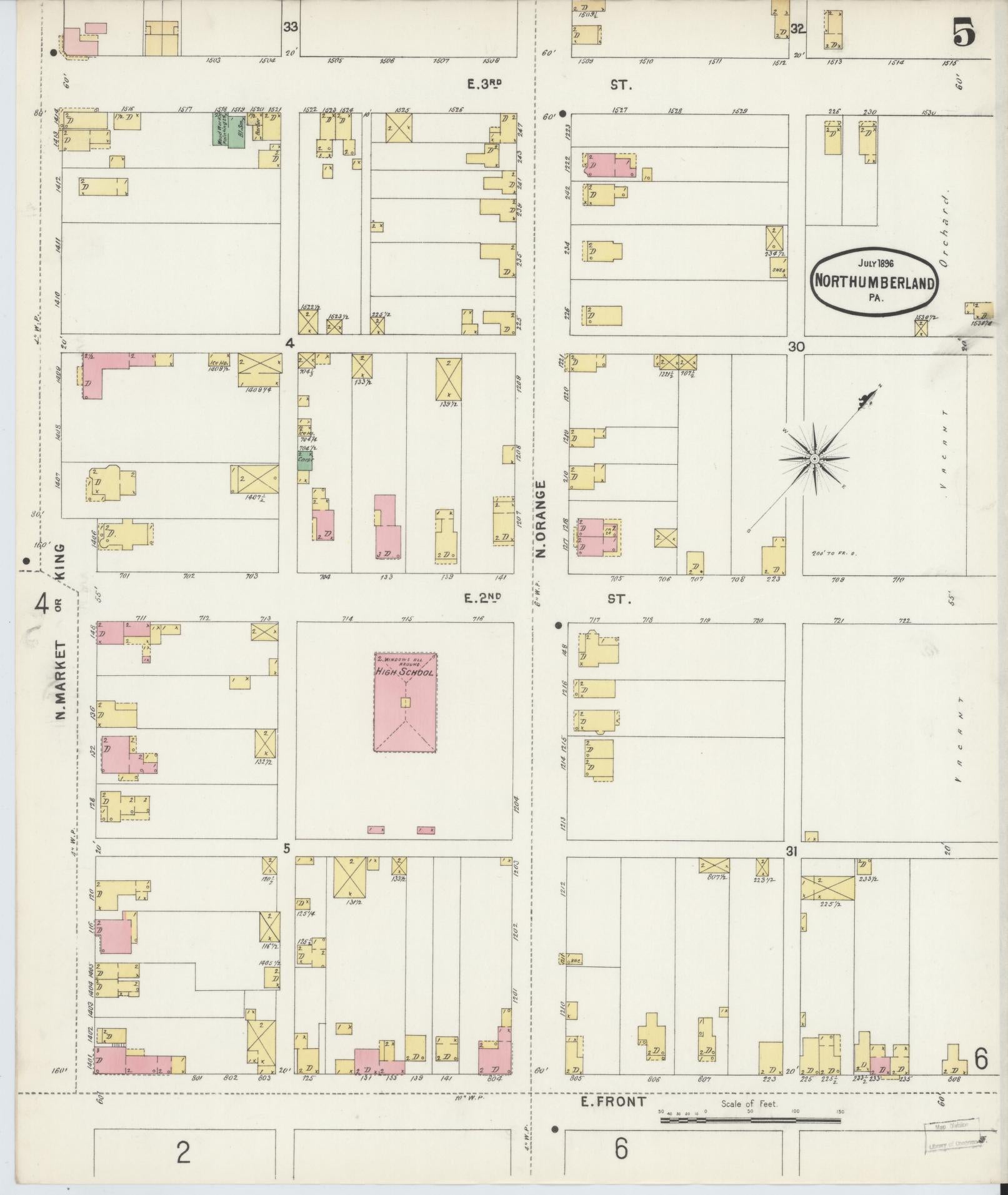 Sanborn Fire Insurance Map from Northumberland, Northumberland County, Pennsylvania (1896), Sheet #0005 - Complete Map Set gallery image, historic Sanborn map, vintage wall art, Pennsylvania Pennsylvania