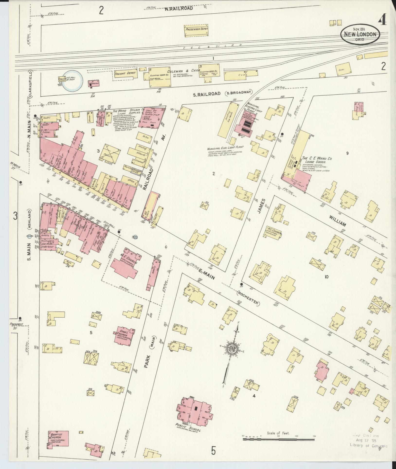 Sanborn Fire Insurance Map from New London, Huron County, Ohio (1911), Sheet #0004 - Complete Map Set gallery image, historic Sanborn map, vintage wall art, Ohio Ohio