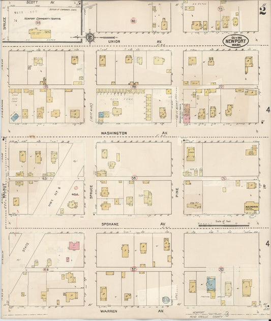 Sanborn Fire Insurance Map from Newport, Pend Orielle County, Washington (1940), Sheet #0002 - Historic Sanborn Fire Insurance Map Print, vintage old map wall art, antique decor, genealogy gift, Washington Washington map