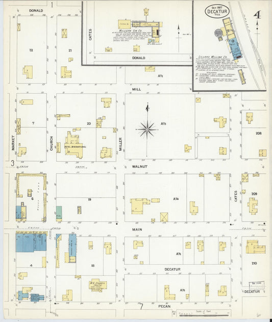 Sanborn Fire Insurance Map from Decatur, Wise County, Texas (1907), Sheet #0004 - Historic Sanborn Fire Insurance Map Print, vintage old map wall art, antique decor, genealogy gift, Texas Texas map