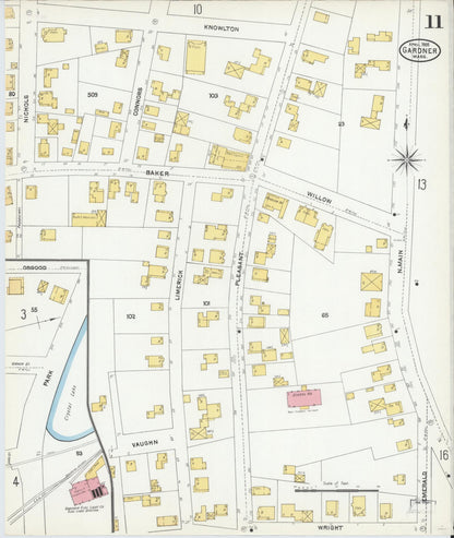Sanborn Fire Insurance Map from Gardner, Worcester County, Massachusetts (1905), Sheet #0011 - Complete Map Set gallery image, historic Sanborn map, vintage wall art, Massachusetts Massachusetts