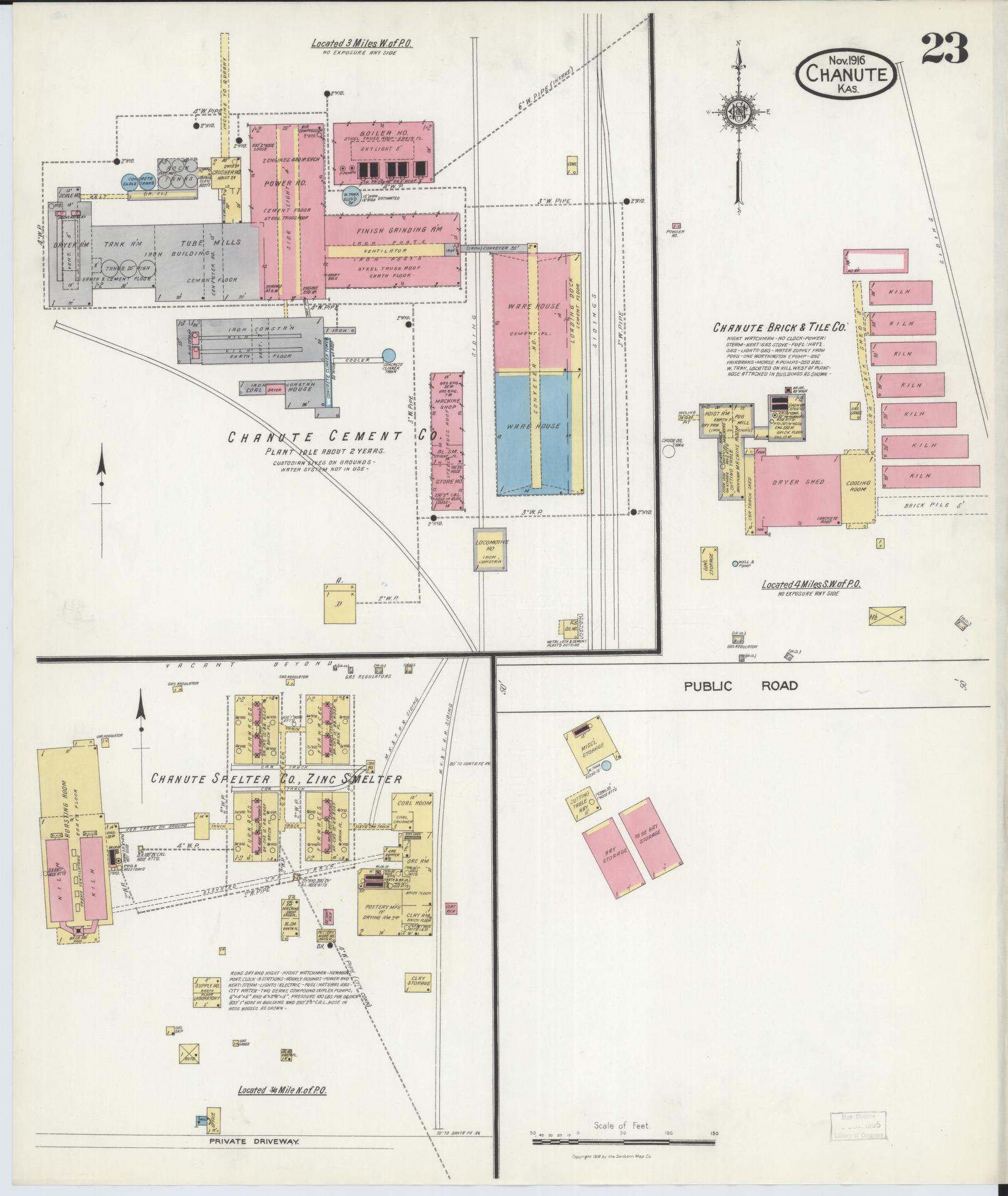 Sanborn Fire Insurance Map from Chanute, Neosho County, Kansas (1916), Sheet #0023 - Complete Map Set gallery image, historic Sanborn map, vintage wall art, Kansas Kansas
