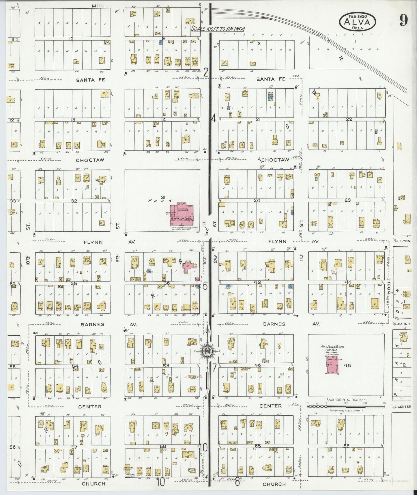 Sanborn Fire Insurance Map from Alva, Woods County, Oklahoma (1920), Sheet #0009 - Complete Map Set gallery image, historic Sanborn map, vintage wall art, Oklahoma Oklahoma