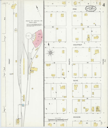 Sanborn Fire Insurance Map from Stillwell, Adair County, Oklahoma (1909), Sheet #0004 - Complete Map Set gallery image, historic Sanborn map, vintage wall art, Oklahoma Oklahoma