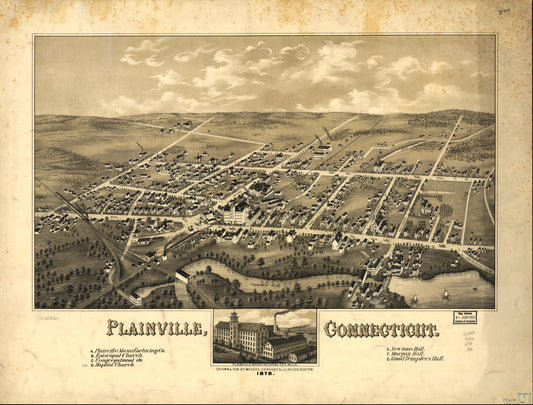 Plainville, Connecticut 1878. (1878) – Historic Bird’s-Eye View Panorama Print