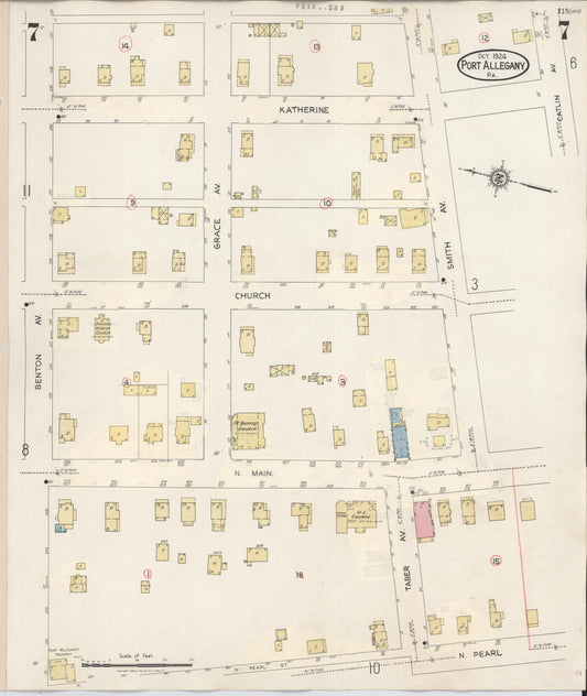 Sanborn Fire Insurance Map from Port Allegany, McKean County, Pennsylvania (1940), Sheet #0007 - Historic Sanborn Fire Insurance Map Print, vintage old map wall art, antique decor, genealogy gift, Pennsylvania Pennsylvania map