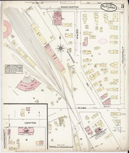 Sanborn Fire Insurance Map from Rutland, Rutland County, Vermont (1885), Sheet #0003 - Complete Map Set gallery image, historic Sanborn map, vintage wall art, Vermont Vermont