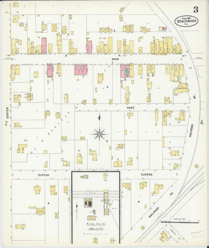 Sanborn Fire Insurance Map from Braidwood, Will County, Illinois (1907), Sheet #0003 - Complete Map Set gallery image, historic Sanborn map, vintage wall art, Illinois Illinois