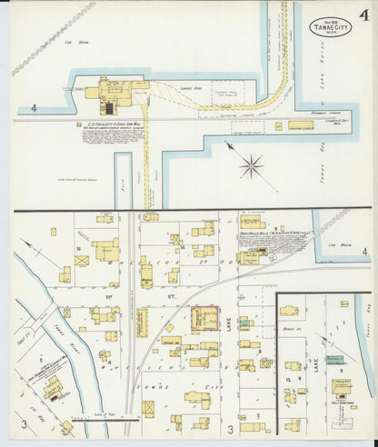Sanborn Fire Insurance Map from East Tawas, Iosco County, Michigan (1898), Sheet #0004 - Complete Map Set gallery image, historic Sanborn map, vintage wall art, Michigan Michigan