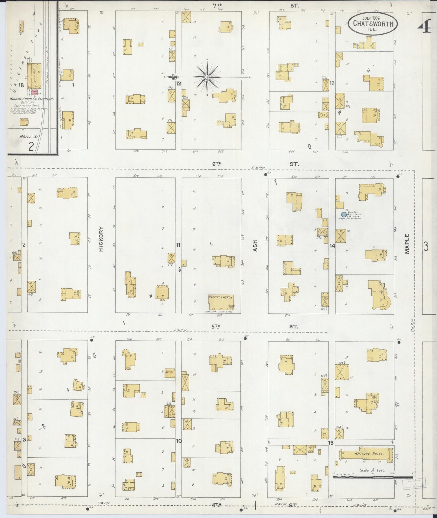 Sanborn Fire Insurance Map from Chatsworth, Livingston County, Illinois (1906), Sheet #0004 - Complete Map Set gallery image, historic Sanborn map, vintage wall art, Illinois Illinois
