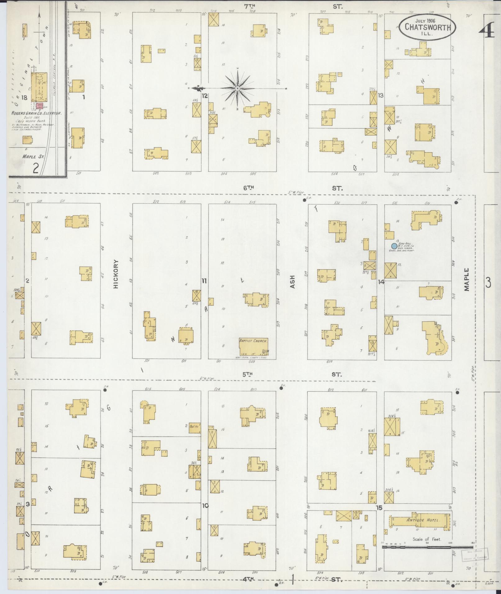 Sanborn Fire Insurance Map from Chatsworth, Livingston County, Illinois (1906), Sheet #0004 - Complete Map Set gallery image, historic Sanborn map, vintage wall art, Illinois Illinois