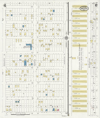 Sanborn Fire Insurance Map from Hialeah, Dade County, Florida (1926), Sheet #0006 - Historic Sanborn Fire Insurance Map Print, vintage old map wall art, antique decor, genealogy gift, Florida Florida map