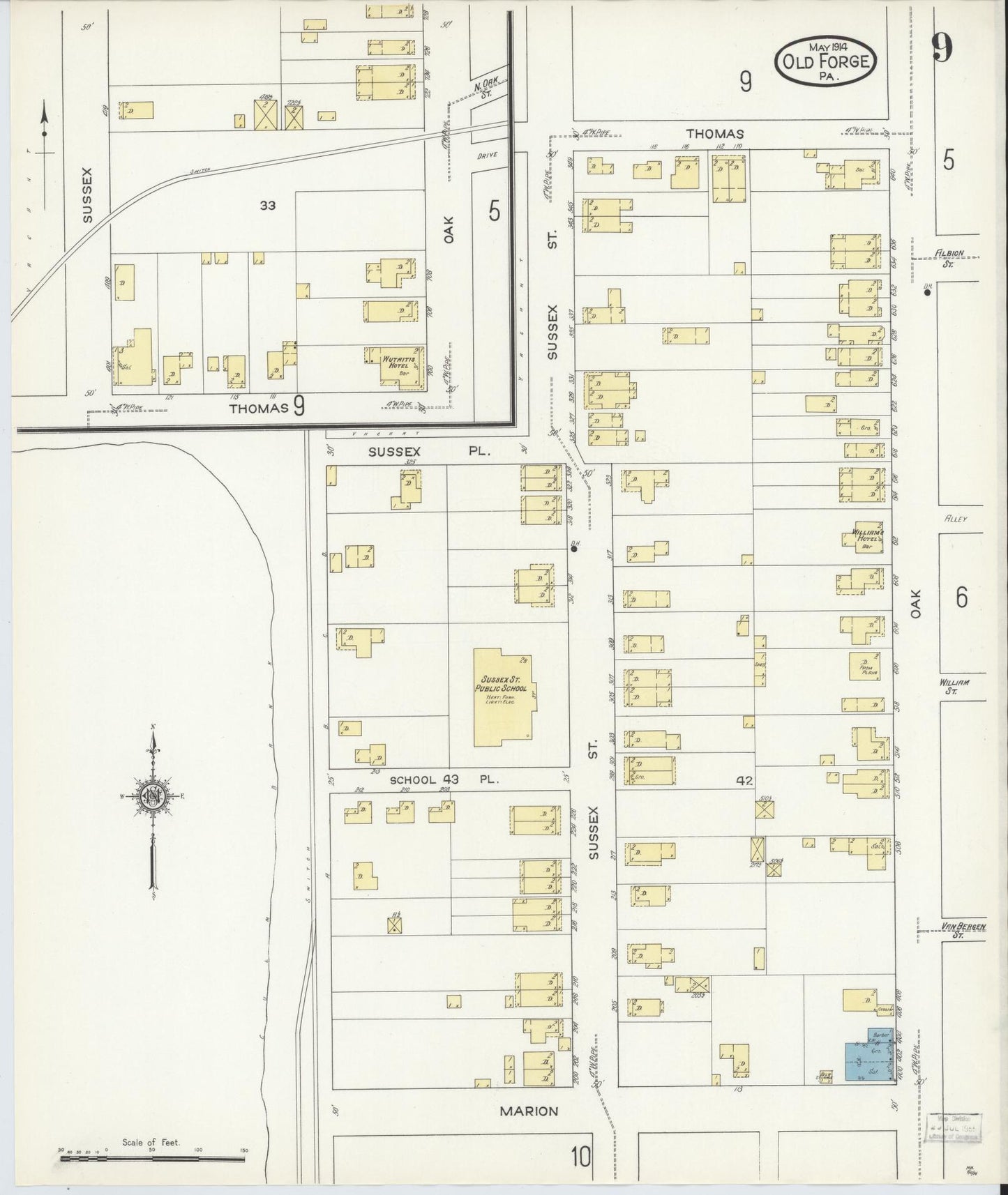 Sanborn Fire Insurance Map from Old Forge, Lackawanna County, Pennsylvania (1914), Sheet #0009 - Complete Map Set gallery image, historic Sanborn map, vintage wall art, Pennsylvania Pennsylvania
