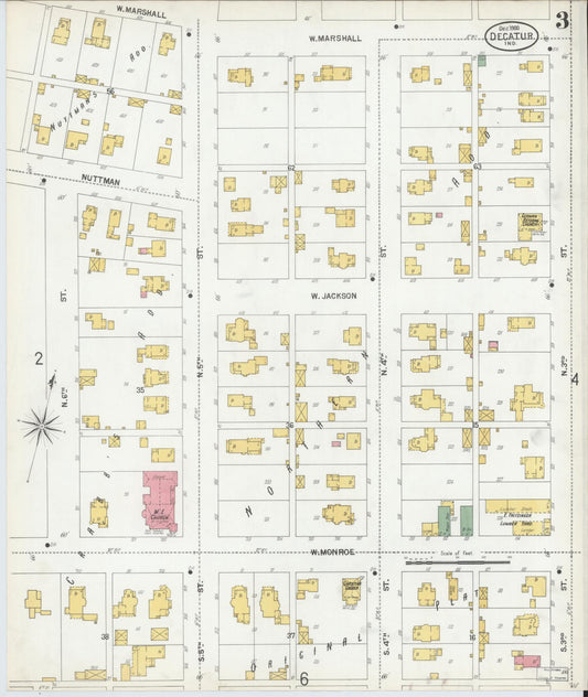 Sanborn Fire Insurance Map from Decatur, Adams County, Indiana (1900), Sheet #0003 - Historic Sanborn Fire Insurance Map Print, vintage old map wall art, antique decor, genealogy gift, Indiana Indiana map