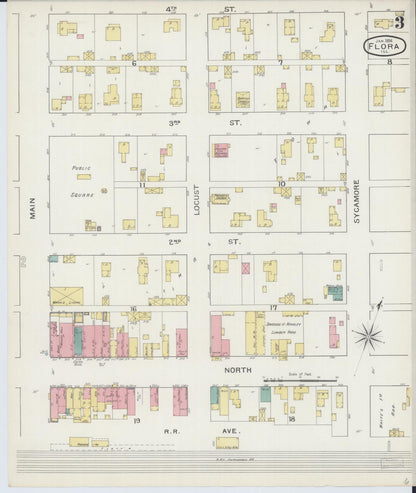Sanborn Fire Insurance Map from Flora, Clay County, Illinois (1894), Sheet #0003 - Historic Sanborn Fire Insurance Map Print, vintage old map wall art, antique decor, genealogy gift, Illinois Illinois map