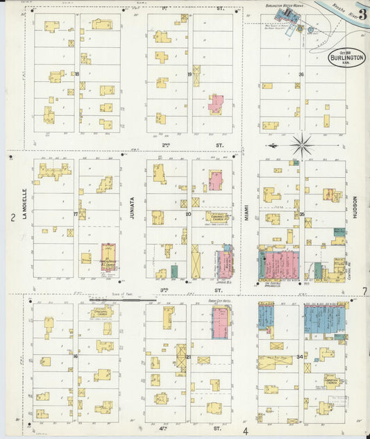 Sanborn Fire Insurance Map from Burlington, Coffey County, Kansas (1901), Sheet #0003 - Historic Sanborn Fire Insurance Map Print, vintage old map wall art, antique decor, genealogy gift, Kansas Kansas map
