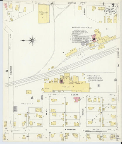 Sanborn Fire Insurance Map from Mount Vernon, Knox County, Ohio (1907), Sheet #0003 - Historic Sanborn Fire Insurance Map Print, vintage old map wall art, antique decor, genealogy gift, Ohio Ohio map