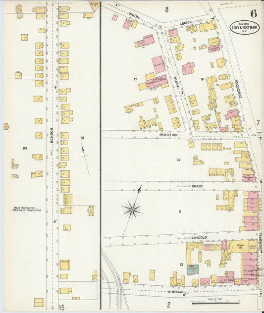 Sanborn Fire Insurance Map from Haverstraw, Rockland County, New York (1903), Sheet #0006 - Historic Sanborn Fire Insurance Map Print, vintage old map wall art, antique decor, genealogy gift, New York New York map