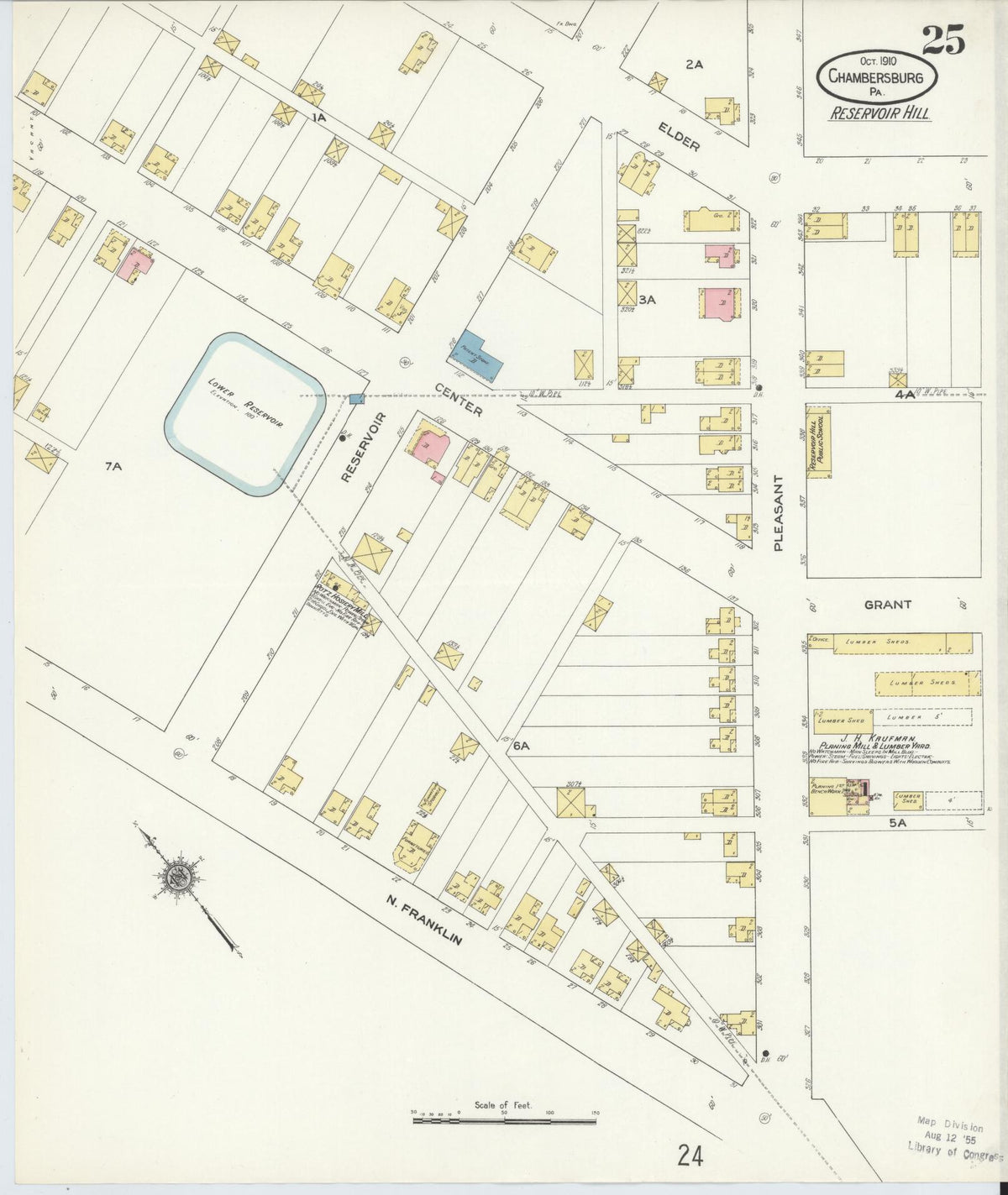 Sanborn Fire Insurance Map from Chambersburg, Franklin County, Pennsylvania (1910), Sheet #0025 - Complete Map Set gallery image, historic Sanborn map, vintage wall art, Pennsylvania Pennsylvania