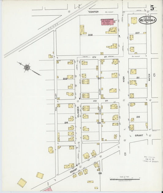 Sanborn Fire Insurance Map from Meyersdale, Somerset County, Pennsylvania (1919), Sheet #0005 - Historic Sanborn Fire Insurance Map Print, vintage old map wall art, antique decor, genealogy gift, Pennsylvania Pennsylvania map