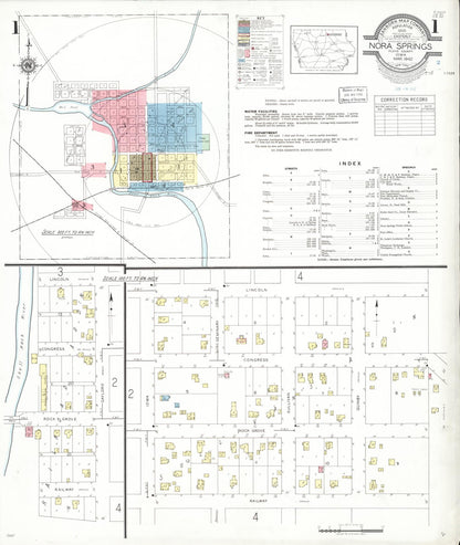 Sanborn Fire Insurance Map from Nora Springs, Floyd County, Iowa (1942), Sheet #0001 - Historic Sanborn Fire Insurance Map Print