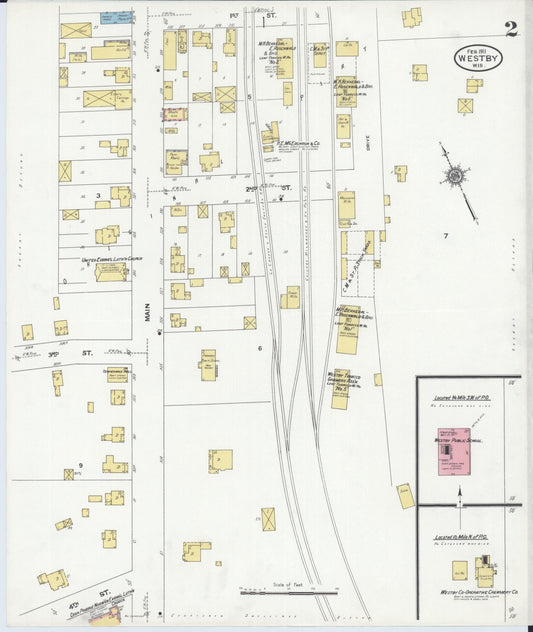 Sanborn Fire Insurance Map from Westby, Vernon County, Wisconsin (1911), Sheet #0002 - Historic Sanborn Fire Insurance Map Print, vintage old map wall art, antique decor, genealogy gift, Wisconsin Wisconsin map