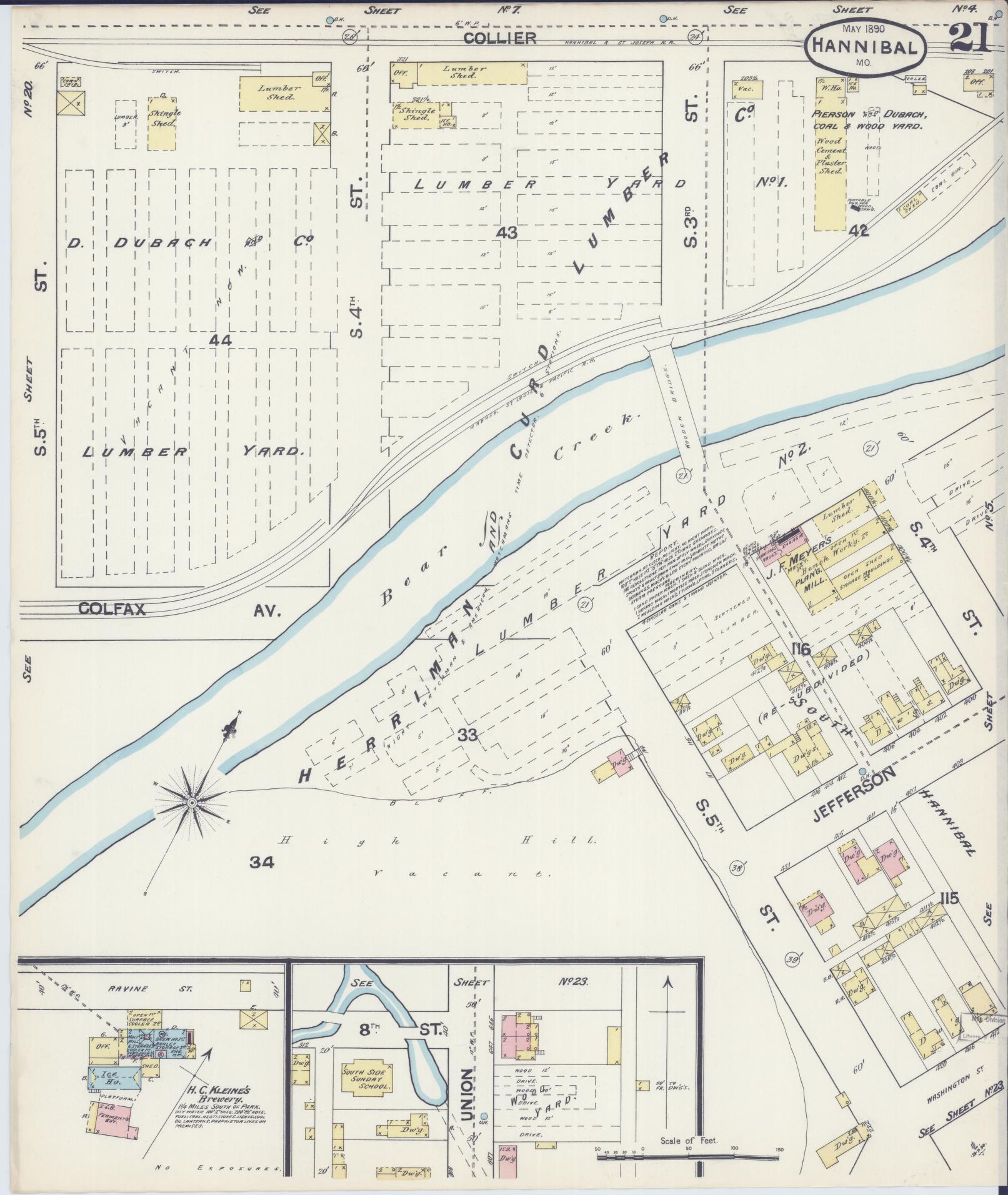 Sanborn Fire Insurance Map from Hannibal, Marion County, Missouri (1890), Sheet #0021 - Complete Map Set gallery image, historic Sanborn map, vintage wall art, Missouri Missouri