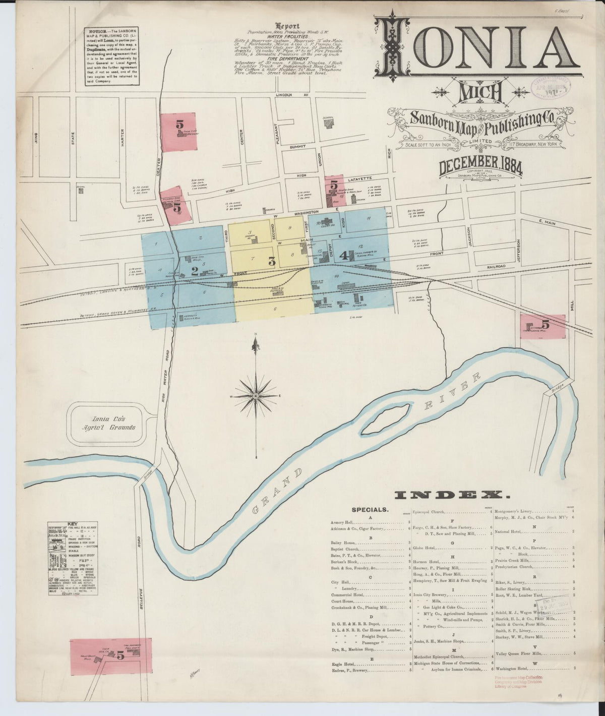 Sanborn Fire Insurance Map from Ionia, Ionia County, Michigan (1884), Sheet #0001 - Complete Map Set gallery image, historic Sanborn map, vintage wall art, Michigan Michigan
