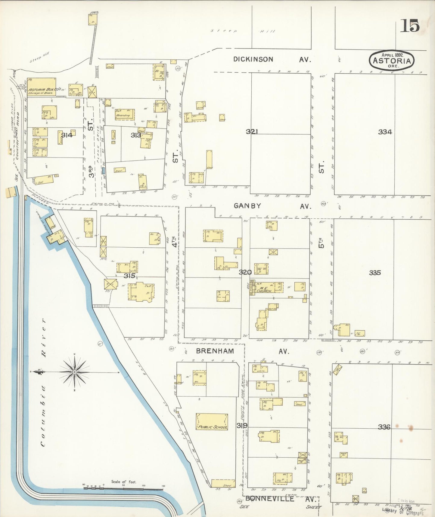 Sanborn Fire Insurance Map from Astoria, Clatsop County, Oregon (1892), Sheet #0015 - Complete Map Set gallery image, historic Sanborn map, vintage wall art, Oregon Oregon
