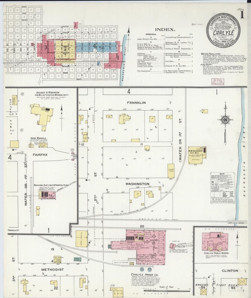 Sanborn Fire Insurance Map from Carlyle, Clinton County, Illinois. (1909) – Map View