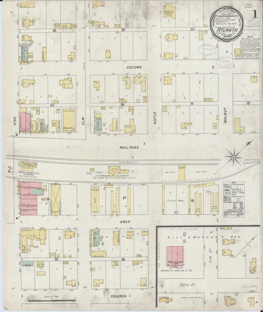 Sanborn Fire Insurance Map from Atlanta, Logan County, Illinois (1898), Sheet #0001 - Complete Map Set gallery image, historic Sanborn map, vintage wall art, Illinois Illinois