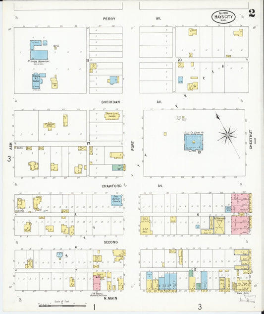 Sanborn Fire Insurance Map from Hays, Ellis County, Kansas (1899), Sheet #0002 - Historic Sanborn Fire Insurance Map Print, vintage old map wall art, antique decor, genealogy gift, Kansas Kansas map