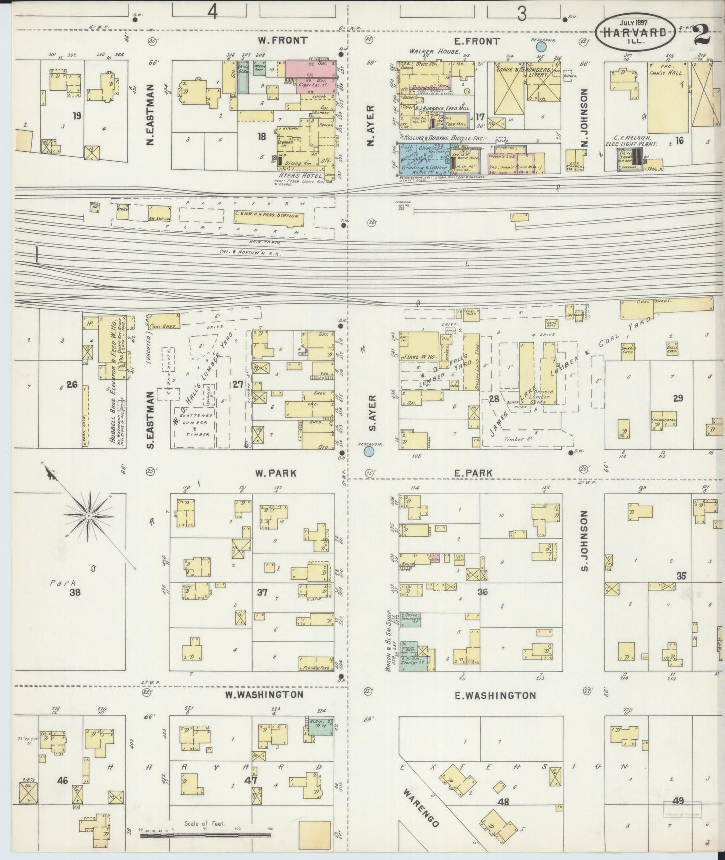 Sanborn Fire Insurance Map from Harvard, McHenry County, Illinois (1897), Sheet #0002 - Historic Sanborn Fire Insurance Map Print, vintage old map wall art, antique decor, genealogy gift, Illinois Illinois map