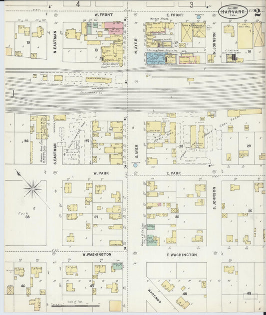 Sanborn Fire Insurance Map from Harvard, McHenry County, Illinois (1897), Sheet #0002 - Historic Sanborn Fire Insurance Map Print, vintage old map wall art, antique decor, genealogy gift, Illinois Illinois map