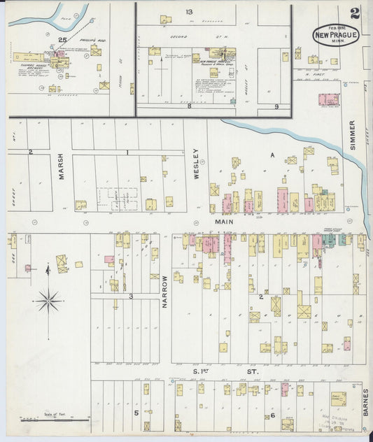 Sanborn Fire Insurance Map from New Prague, Scott And Le Sueur, Minnesota (1892), Sheet #0002 - Historic Sanborn Fire Insurance Map Print, vintage old map wall art, antique decor, genealogy gift, Minnesota Minnesota map