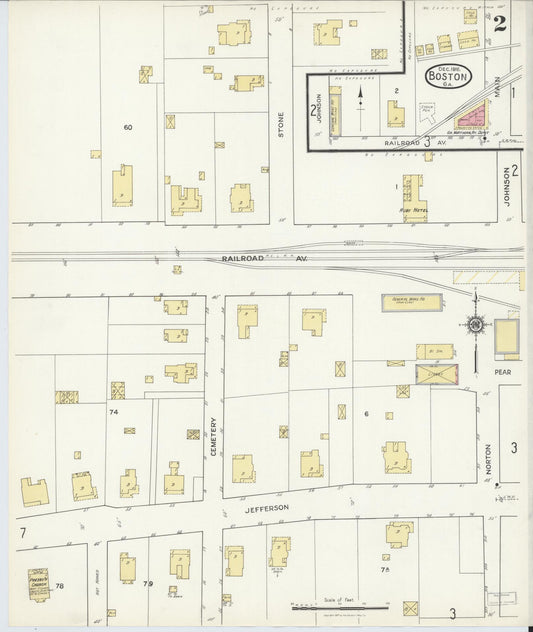 Sanborn Fire Insurance Map from Boston, Thomas County, Georgia (1916), Sheet #0002 - Historic Sanborn Fire Insurance Map Print, vintage old map wall art, antique decor, genealogy gift, Georgia Georgia map