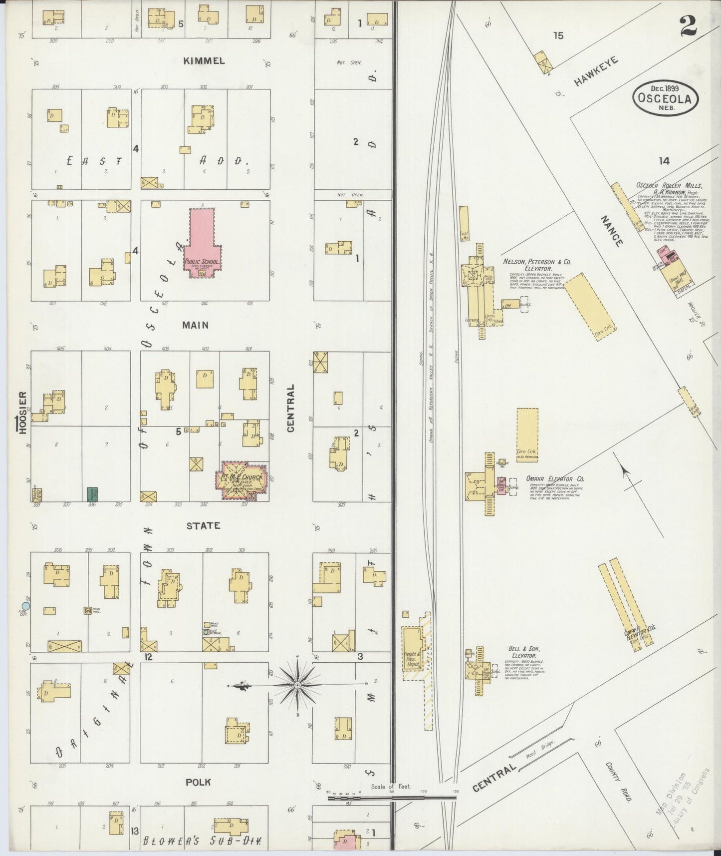 Sanborn Fire Insurance Map from Osceola, Polk County, Nebraska (1899), Sheet #0002 - Historic Sanborn Fire Insurance Map Print, vintage old map wall art, antique decor, genealogy gift, Nebraska Nebraska map