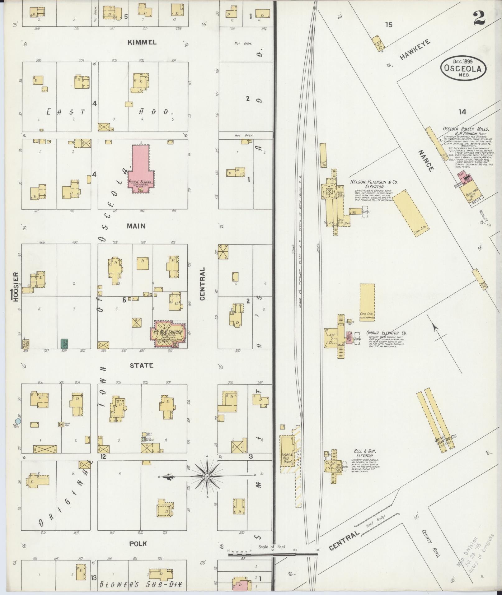 Sanborn Fire Insurance Map from Osceola, Polk County, Nebraska (1899), Sheet #0002 - Historic Sanborn Fire Insurance Map Print, vintage old map wall art, antique decor, genealogy gift, Nebraska Nebraska map