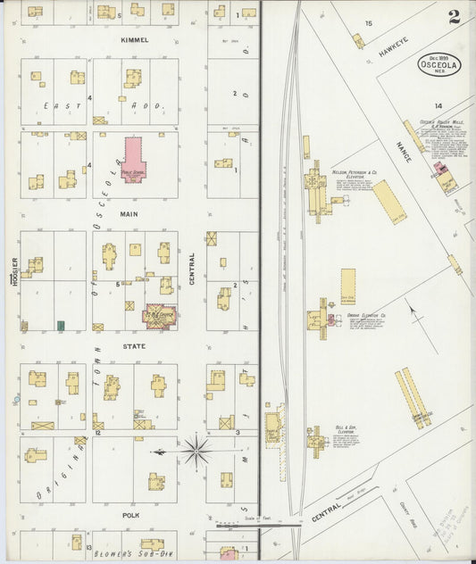 Sanborn Fire Insurance Map from Osceola, Polk County, Nebraska (1899), Sheet #0002 - Historic Sanborn Fire Insurance Map Print, vintage old map wall art, antique decor, genealogy gift, Nebraska Nebraska map