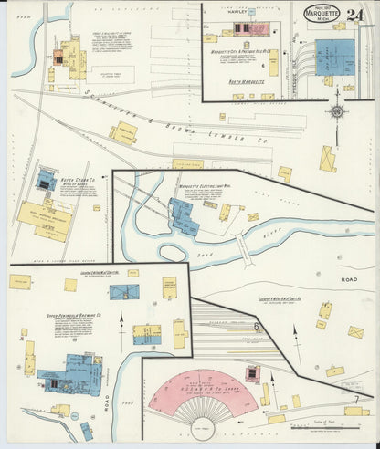 Sanborn Fire Insurance Map from Marquette, Marquette County, Michigan (1917), Sheet #0024 - Historic Sanborn Fire Insurance Map Print, vintage old map wall art, antique decor, genealogy gift, Michigan Michigan map