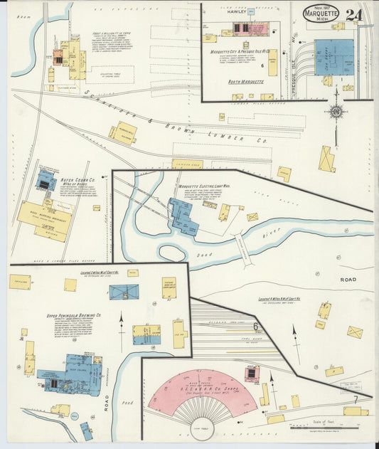 Sanborn Fire Insurance Map from Marquette, Marquette County, Michigan (1917), Sheet #0024 - Historic Sanborn Fire Insurance Map Print, vintage old map wall art, antique decor, genealogy gift, Michigan Michigan map